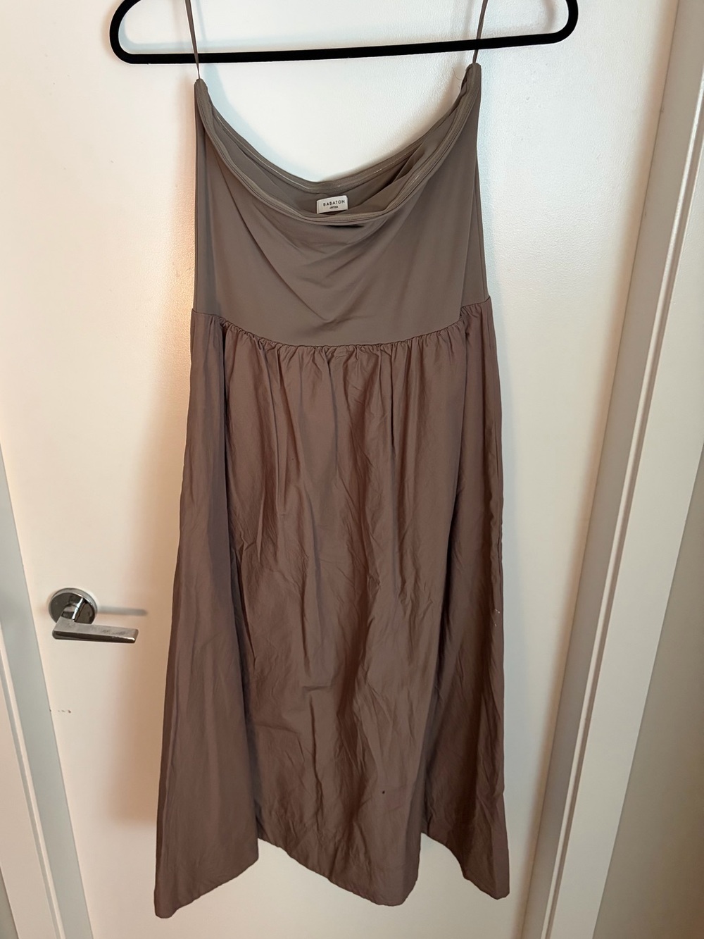 Aritzia Taupe Maxi Skirt with Draped Waistband